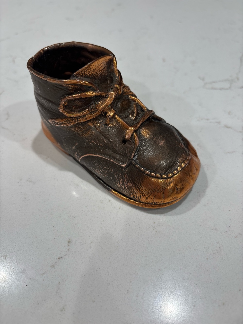 Kids Bronze-Accent Leather Baby Bootie